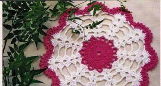 패턴이있는 크로 셰 뜨개질 냅킨 - 간단하고 아름답습니다.